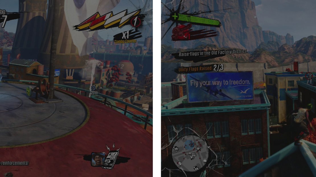 You’ll find the flags on rooftops in the central area (left) and East area (right).