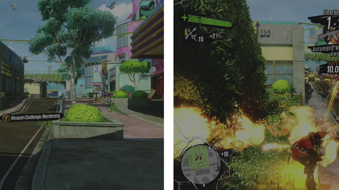 You can start the challenge here (left). The key to this challenge is to maintain a grind whilst firing on the crowd (right).