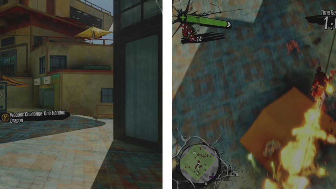 You can start the challenge here (left). The key to this challenge is to maintain a grind whilst firing on the crowd (right).
