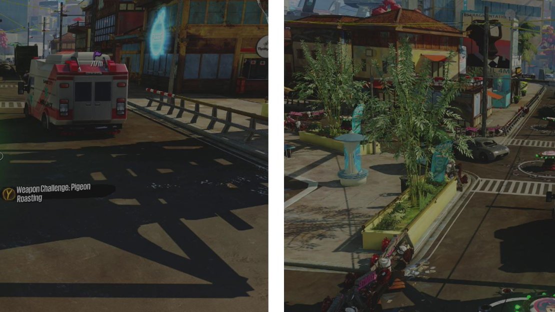 You can start the challenge here (left). We’ll have to use those traps to kill pigeons… again (right).