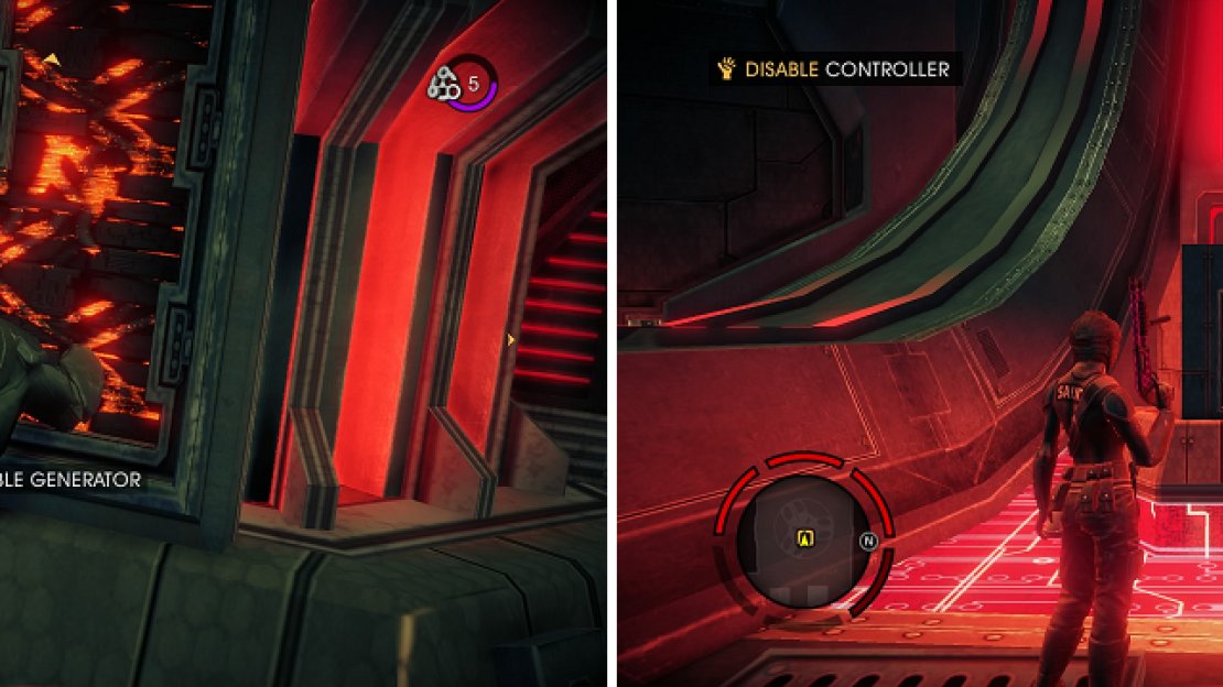You have to take out all of the generators (left) before the dome covering the central control mechanism (right) disappears.