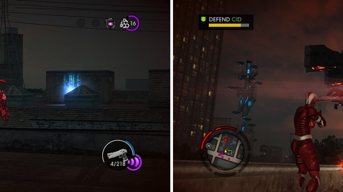 The Zin on flying vehicles are annoying (left), but the ship is definitely more dangerous (right).