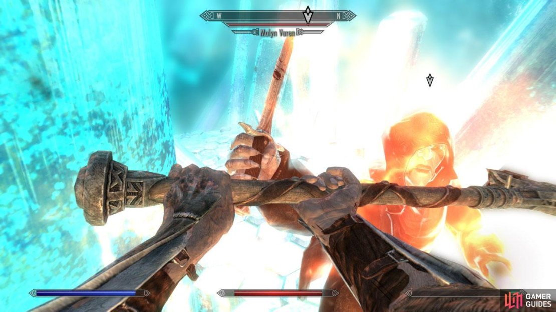 Once you enter the star, Malyn will think that it’s time for a meal. Tell him how wrong he is and he’ll run away, summoning THREE DAEDRA to fight his battle for him. These daedra are POWERFUL magic users. Thankfully, they tend to spread out a bit, so try your best to take them on one at a time. This is what you’ve been saving up your potions for though, so don’t be afraid to chug some magic resistant potions.