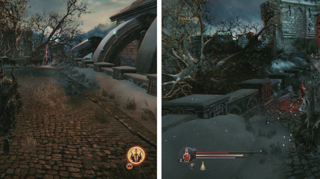 Enter Loot Crystal #2 (left). Afterwards, check the path to the left of the Loot Crystal #2 for the Bloody Flint (right).