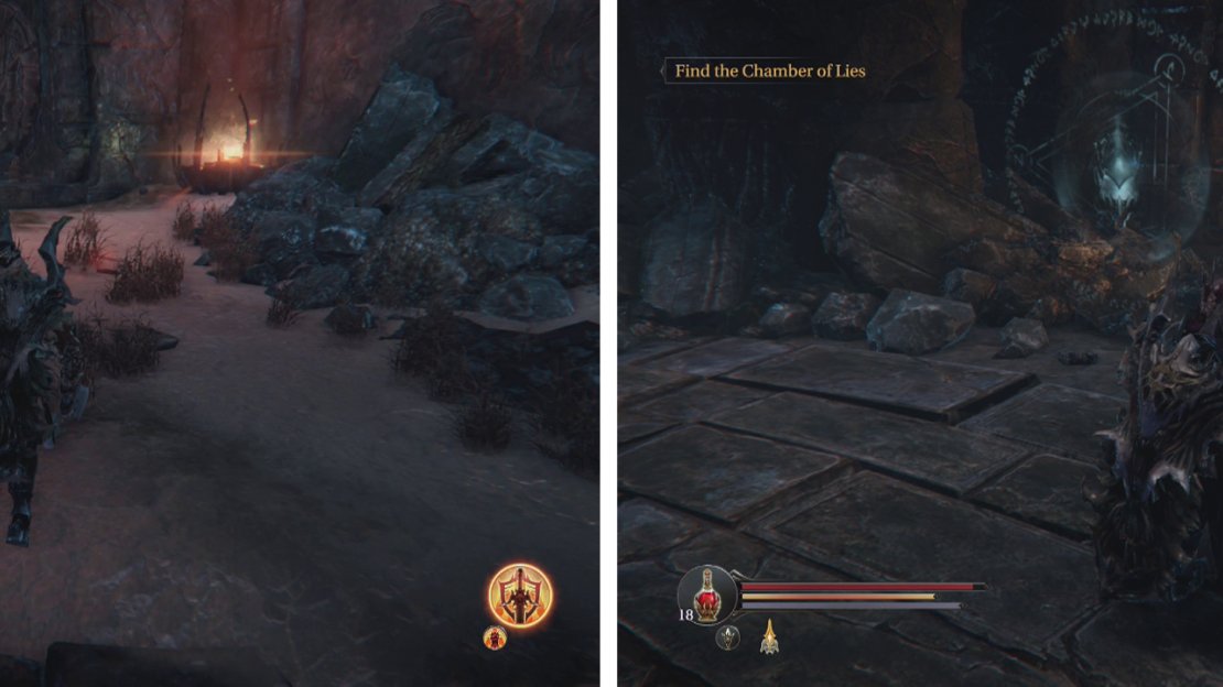 Re-enter the Rhogar Temple (left) and head for the Infiltrator’s area to find Yetka (right).