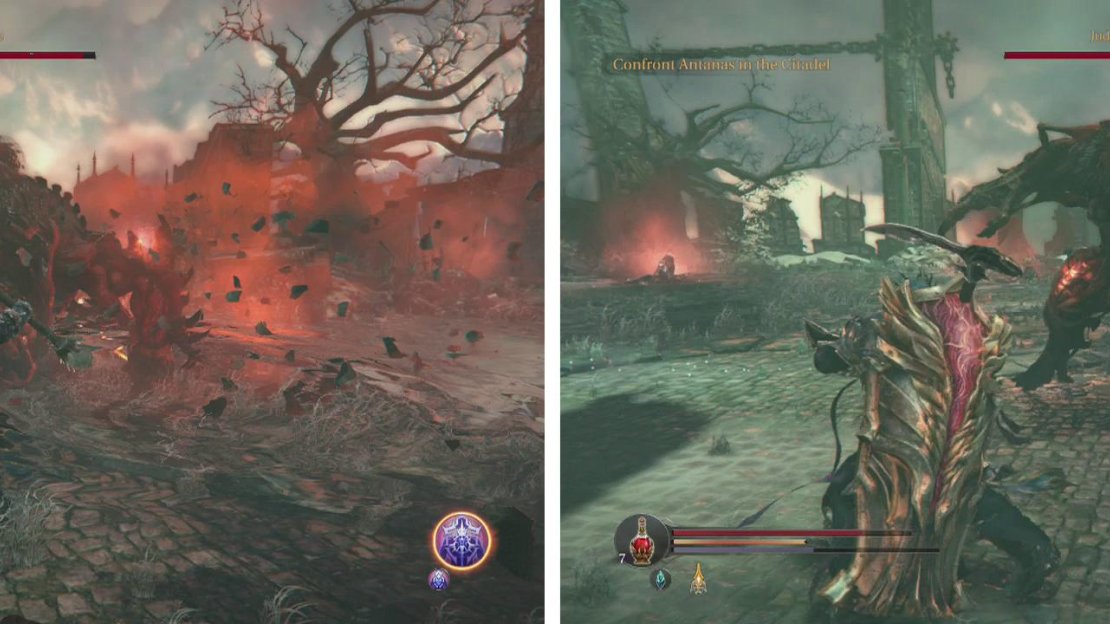 The boss provides slight openings for attack at the end of both his 3 hit (left) and 2 hit (right) melee combos.