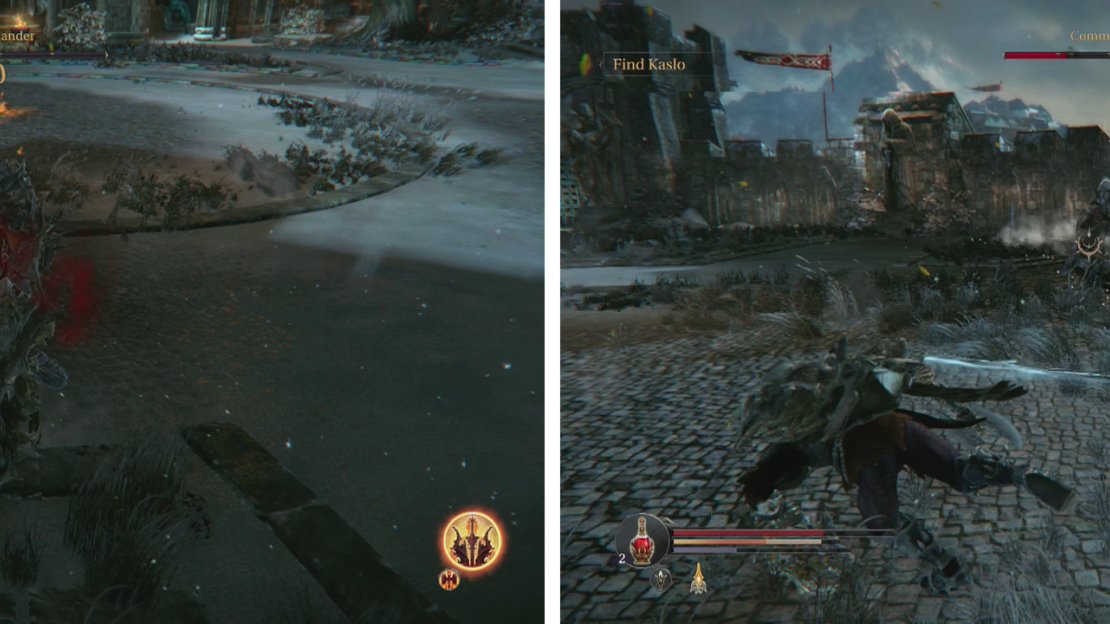 Try to get his summons down as quickly as possible (left). Make sure you roll twice to avoid the projectile blade slashes (right).