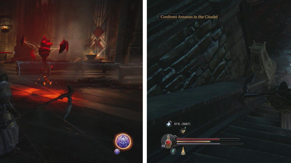 You can use Checkpoint Crystals to Bank XP (left). If you die, you can recover your lost XP, which appears as a white cloud (right).