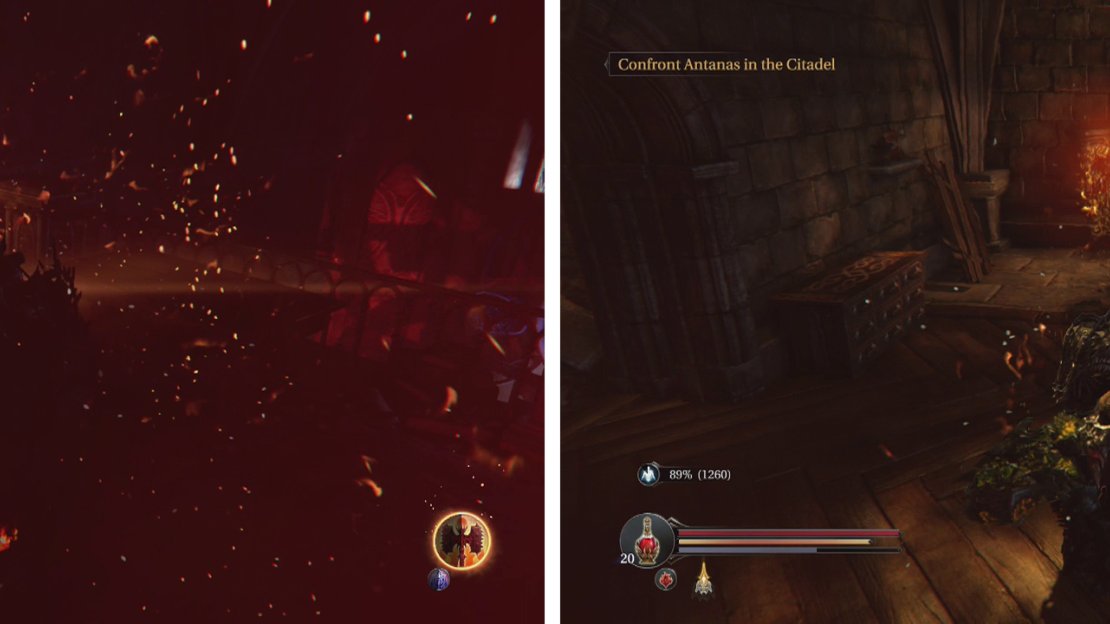 Quake deals area of effect damage (left). Ram causes damage in a line in front of Harkyn (right).