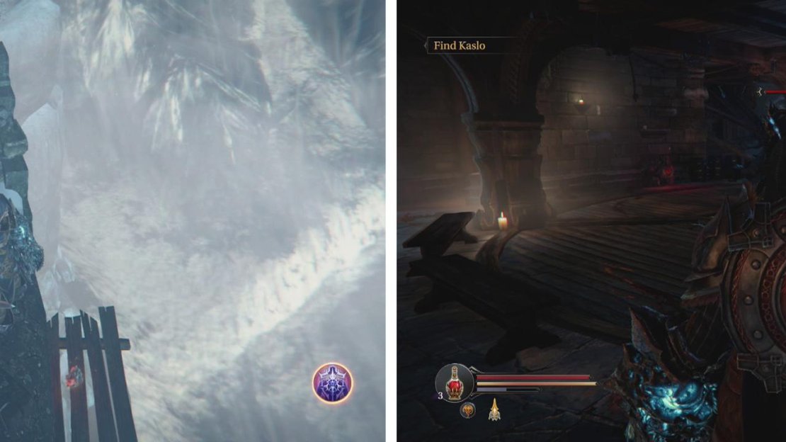 Drop tot he platform with the key from the South Watchtower (left). Fight your way through the enemies until you reach Yetka’s Dagger (right).