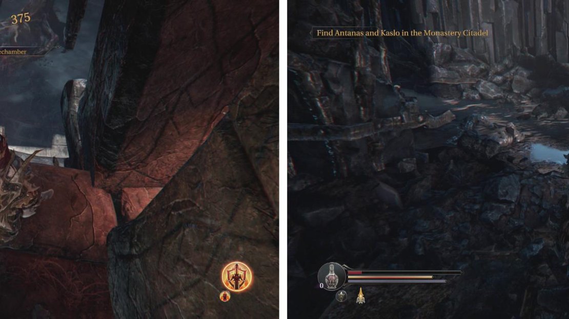 Clear the Dimensional Beast out of the Western Antechamber (left) and then return to the derserters for a reward (right).