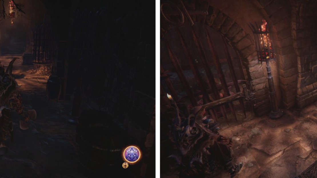 At the end of the Cell Circle you’ll find a corridor leading outside (left). As you enter, speak with one of the prisoners (right) to be told of their plight.