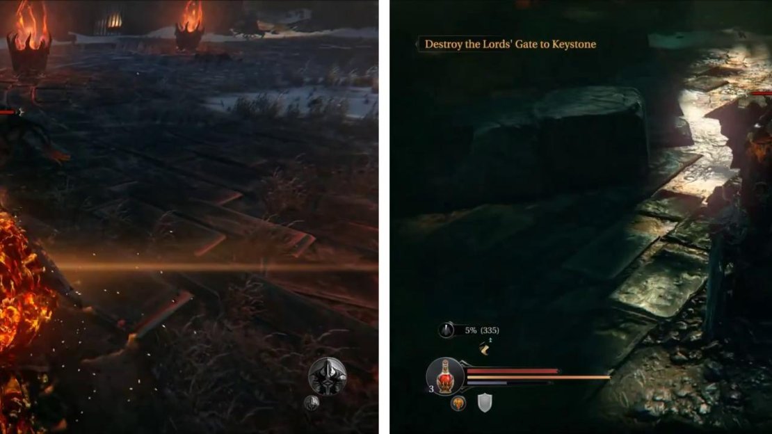 Mimic creates a fire elemental ontop of Harkyn, doubling damage (left). Shift allows Harkyn to sneak up on enemies undetected (right).