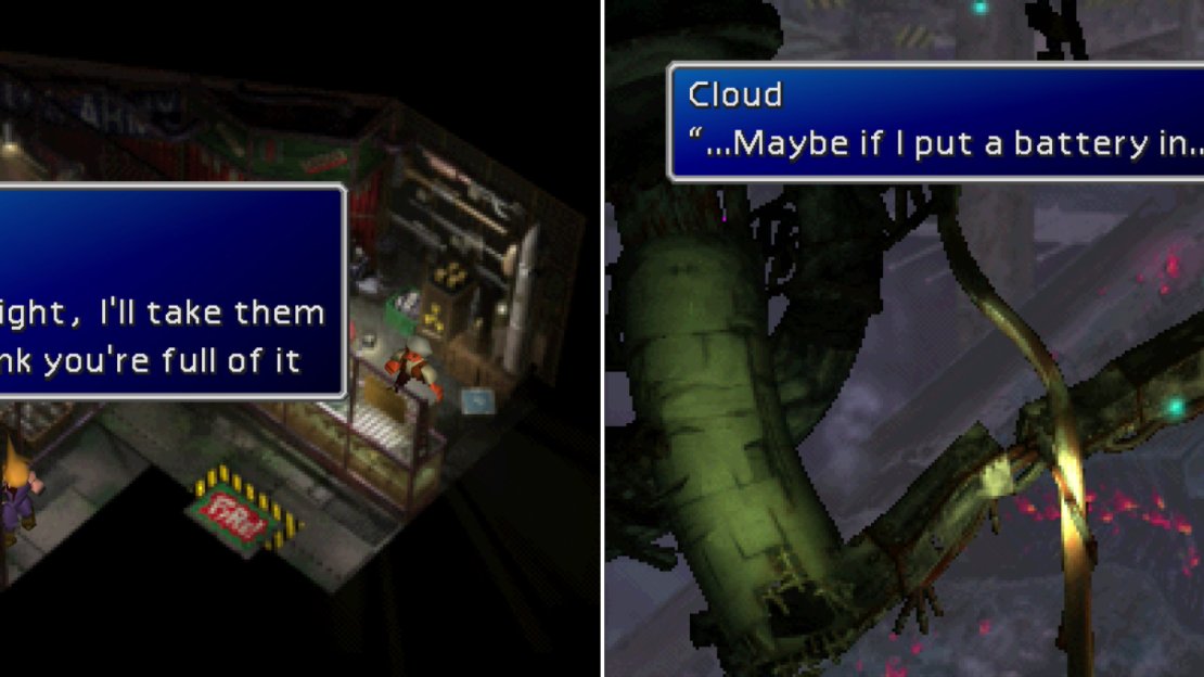 Buy batteries from the junk-collector in Wall Market (left) then use them to climb the debris leading to the upper plate (right).