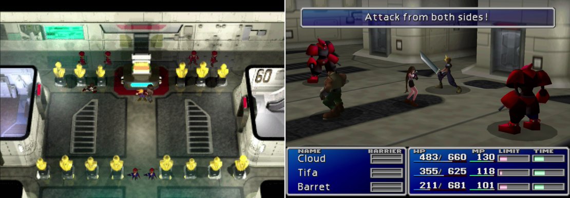 Signal your allies over when the guards aren&rsquo;t looking to avoid a confrontation (left). If you get caught, you&rsquo;ll have to fight off a pair of guards (right).