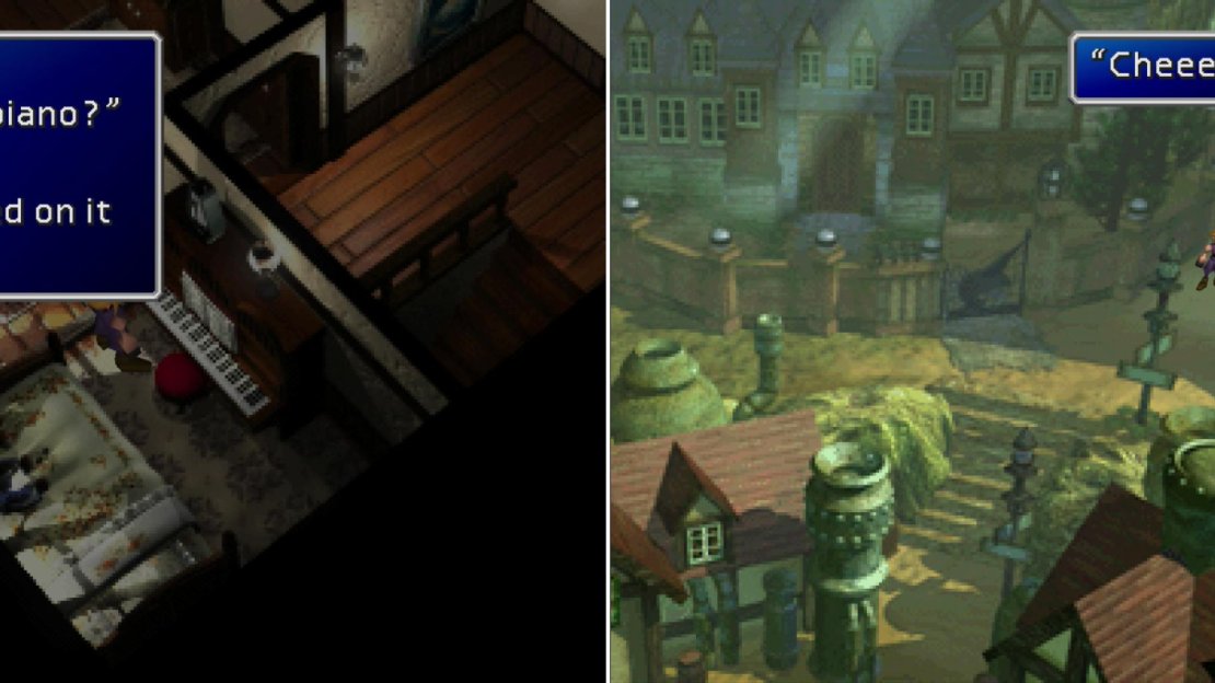 Say you “jammed on” Tifa’s piano to get rewards much, much later on (left). Before getting to work, pause for a fateful photo shoot (right).