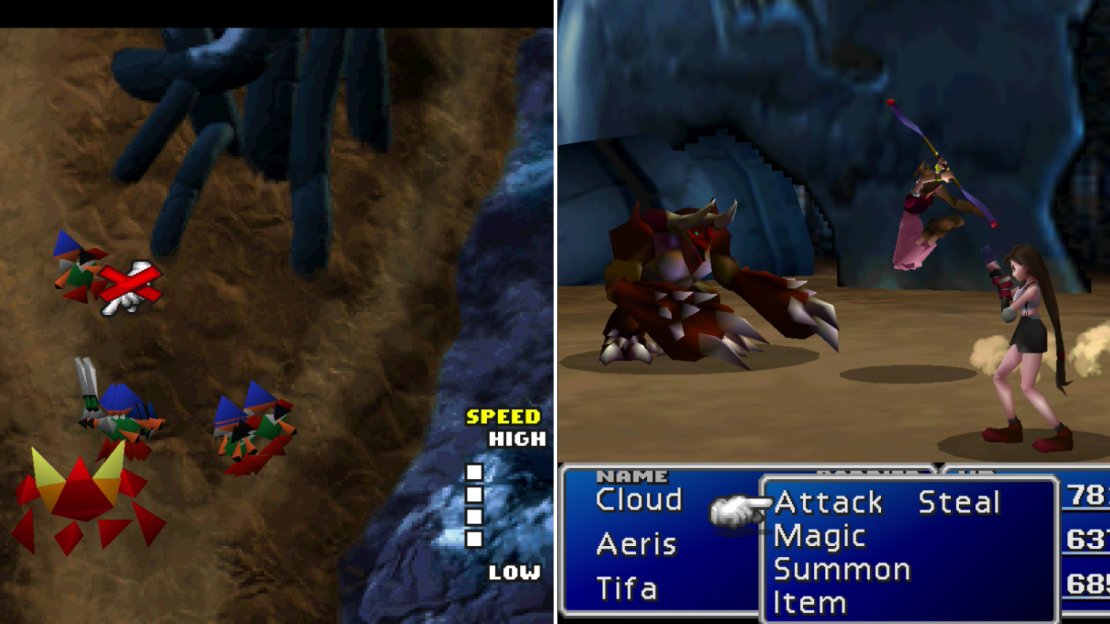 Hire mercenaries and fight off the Shinra attackers (left). If you fail you’ll have to personally fight off the enemy commander, and forfeit any reward you otherwise would have obtained (right).