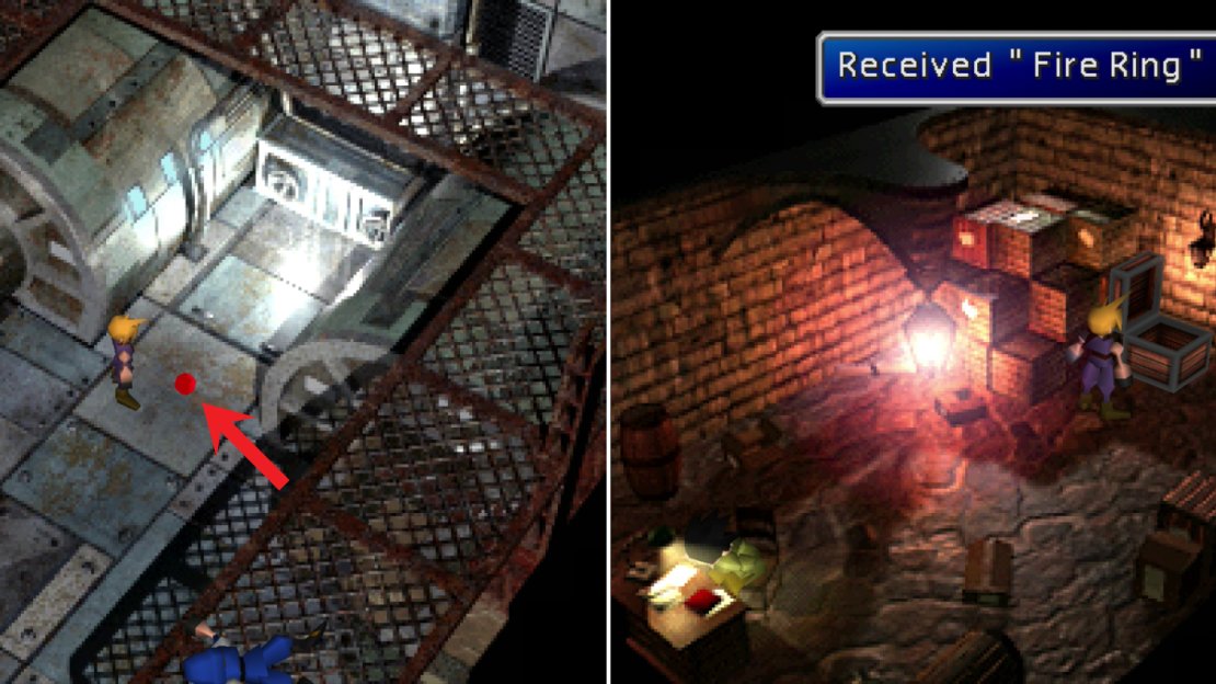 Grab the Ifrit Materia from the engine room afterthe fight with Jenova-BIRTH (left). In the villa for sale in Costa del Sol you can score a Fire Ring (right).