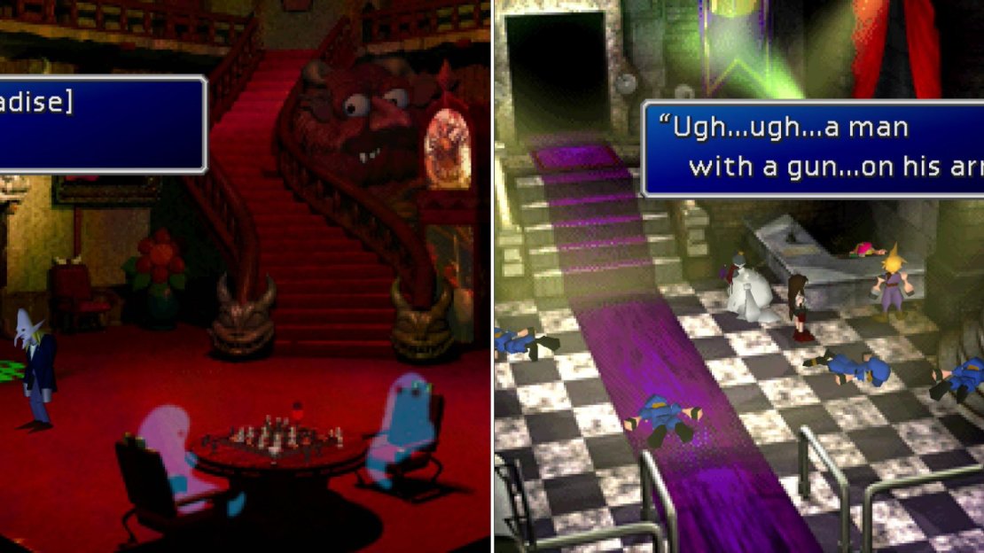 Read the Turtle’s Paradise Newsletter in the Ghost Square (left), thne, after recruiting Cait Sith, head to the Battle Square to make a startling discovery (right).
