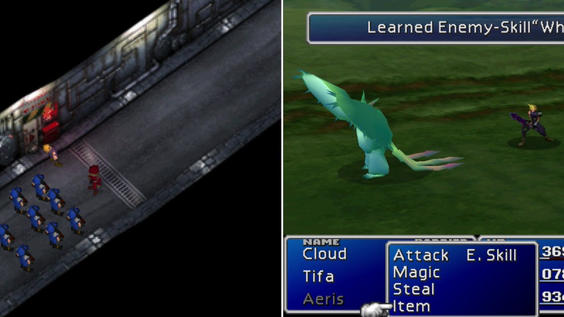 Return to Junon and fiddle with an alarm if you want to fight high-powered foes early (left). The Zemzelett can be Manipulated into casting “White Wind”, quite possibly the best Enemy Skill in the game (right).