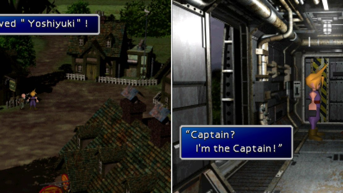 Indulge the old man near the item shop by talking to him and he’ll reward you for your time (left). After scouting out the Tiny Bronco, go talk to “the Captain” in the rocket (right).