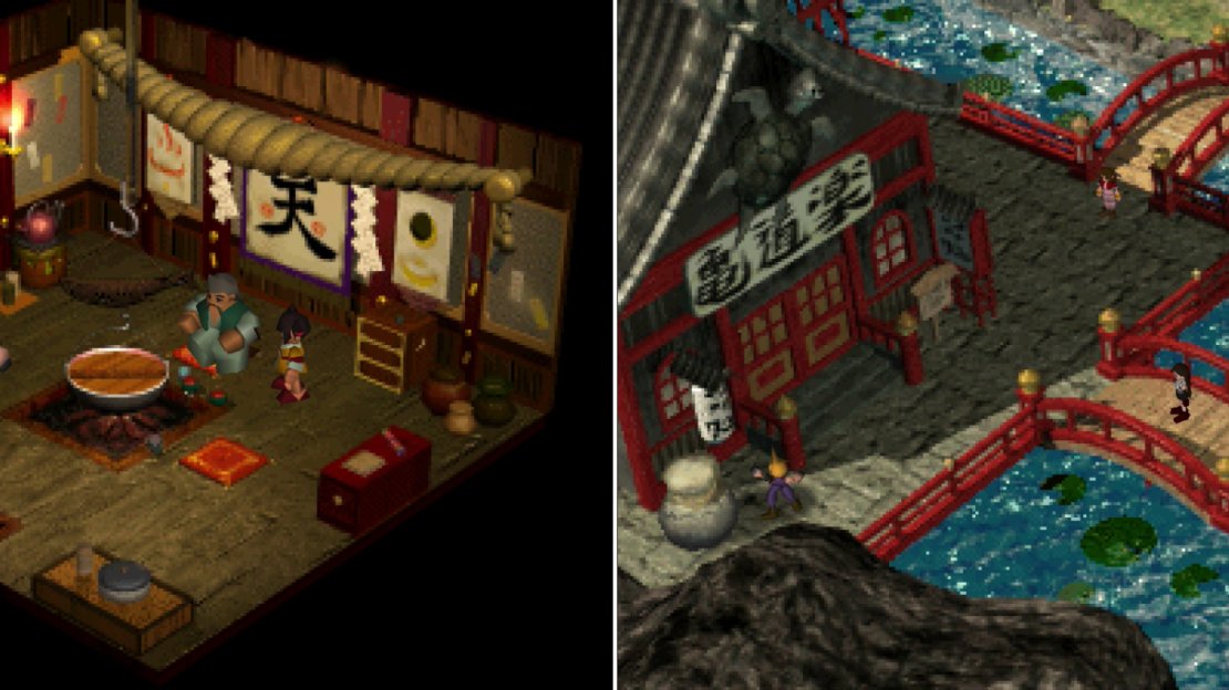 Find Yuffie lurking behind a screen (left), then set up an ambush for her as she hides in an urn near the Turtle’s Paradise (right).