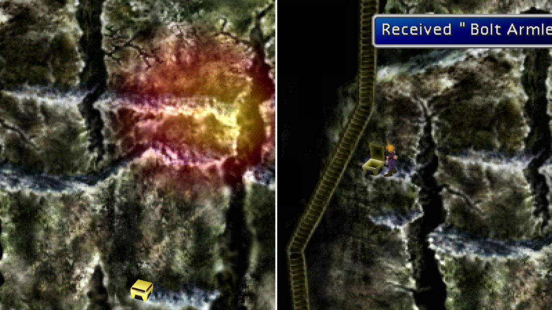 Climb the ravines to get at the various treasure chests on isolated ledges (left), quality loot like the Bolt Armlet can be obtained if you take the time to climb the right paths (right).