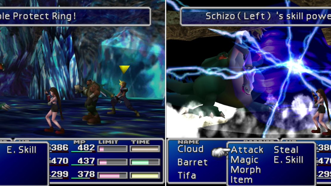 Steal a Protect Ring from Schizo’s right head (left). When you destroy each head, they’ll counter with a final attack (right).