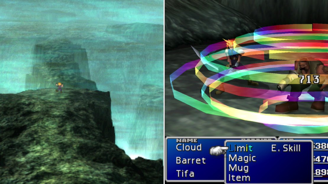 If you cross at the wrong time, you’ll be rebuffed by the elements (left) and forced to fight some Wind Wings, which can cast “Aero 3” (right).