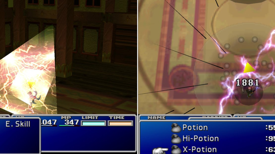 Godo is one of the few - and if you’re following this guide, the last - foes in the game with the “Trine” Enemy Skill. Learn it from him on your new Enemy Skill Materia (left). Otherwise his most powerful attack is “Demi3”, which will drop the target to 1/4 of their current HP (right).