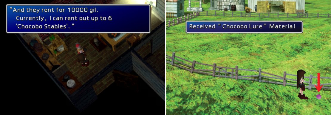 There&rsquo;s no better time to rent Chocobo stables now that the world is ending&hellip; because reasons! They don&rsquo;t come cheap, however&hellip; (left). You can also obtain another piece of Chocobo Lure Materia (right).