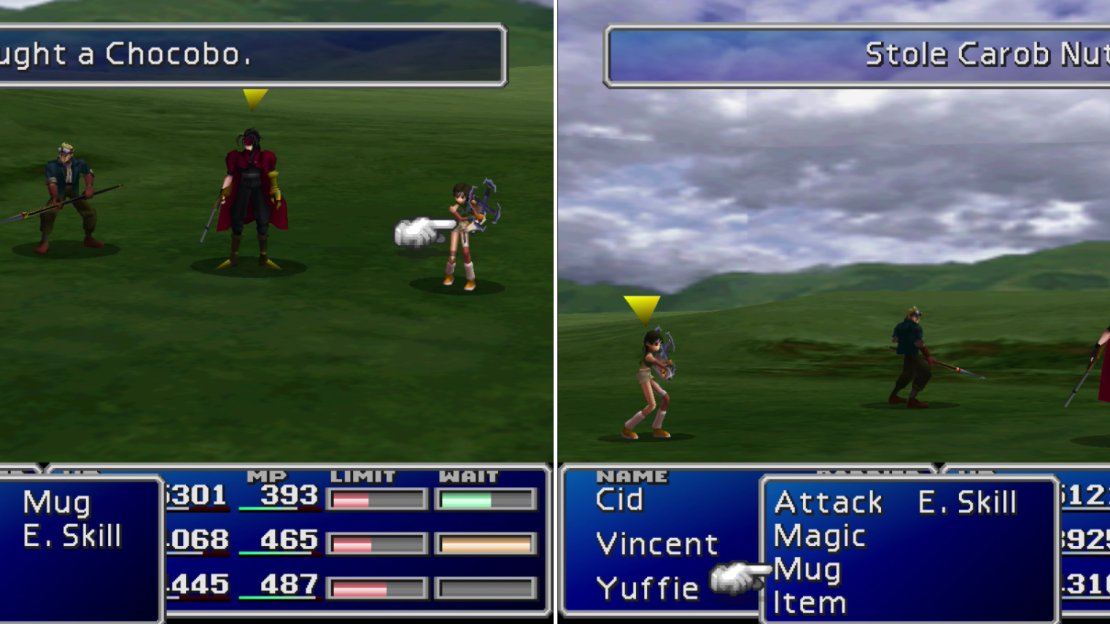 Hunt for “Good” and/or “Great” Chocobos near the Gold Saucer and Mideel, respectively (left). To breed them into the rare Green and Blue Chocobos, you’ll need to steal a Carob Nut, as well (right).