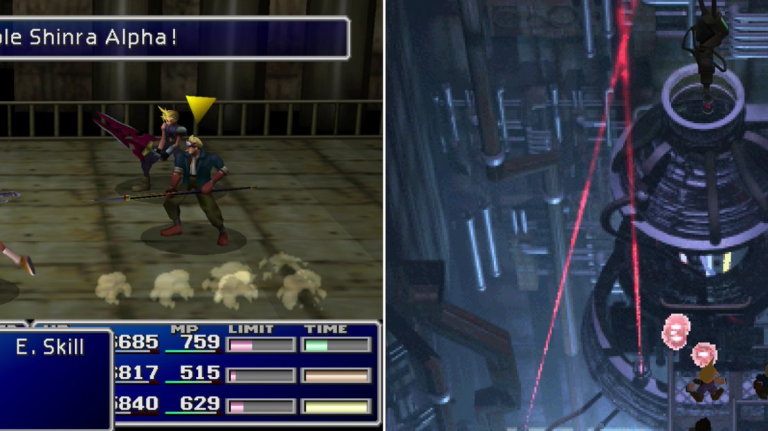 You can rob Underwater MPs for their unique Shinra Alpha armor (left). Shinra snatches the Huge Materia from the reactor right before your eyes! (right)