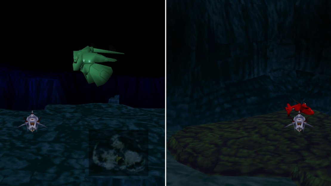 No, it’s not a giant gold fish, it’s Emerald Weapon, a superboss. Avoid it at all costs (left). Locate the red Shinra submarine you sunk earlier to recover the Huge Materia it was carrying (right).