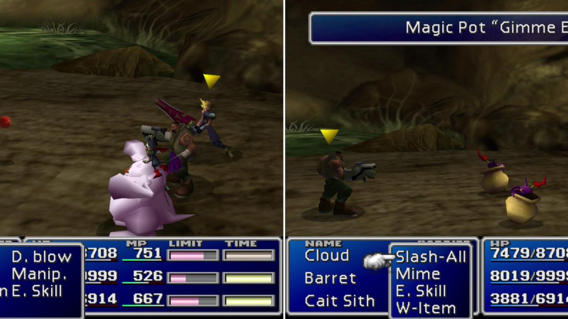 Magic Balls are nearly harmless foes that are worth massive amounts of AP (left). Feed Magic Pots Elixirs to leave them vulnerable to attack (right). You can duplicate Elixirs by using the W-Item trick to score loads of XP and AP from Magic Pots.