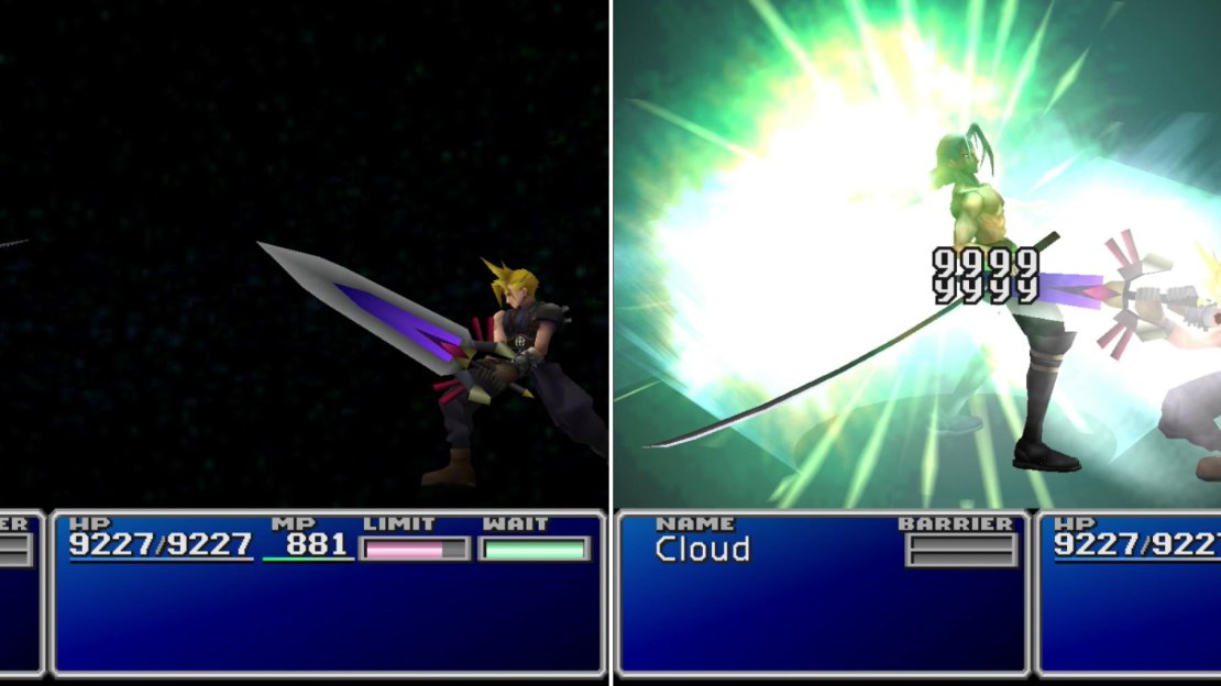 Cloud and Sephiroth will face off one final time (left). After his Limit Meter charges, unleash Cloud’s devastating “Omnislash” Limit Break to finally settle the score (right). This one’s for you, Aeris.