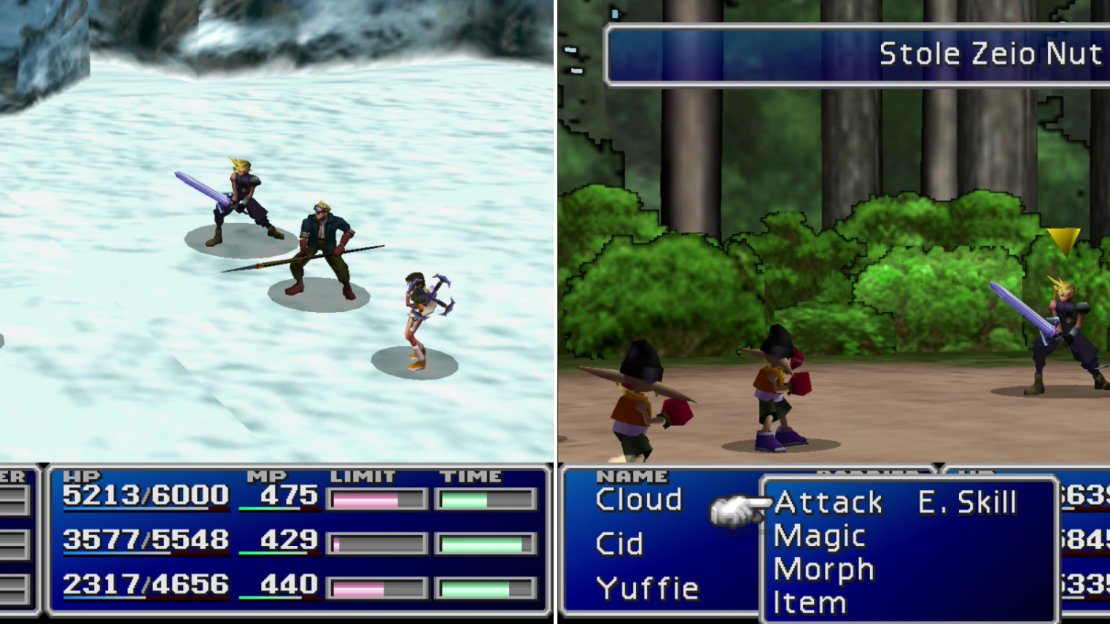 Wonderful Chocobos dwell alongside Jumping enemies near the Icicle Inn (left). Steal a Zeio Nut from Goblins on Goblin Island (right).