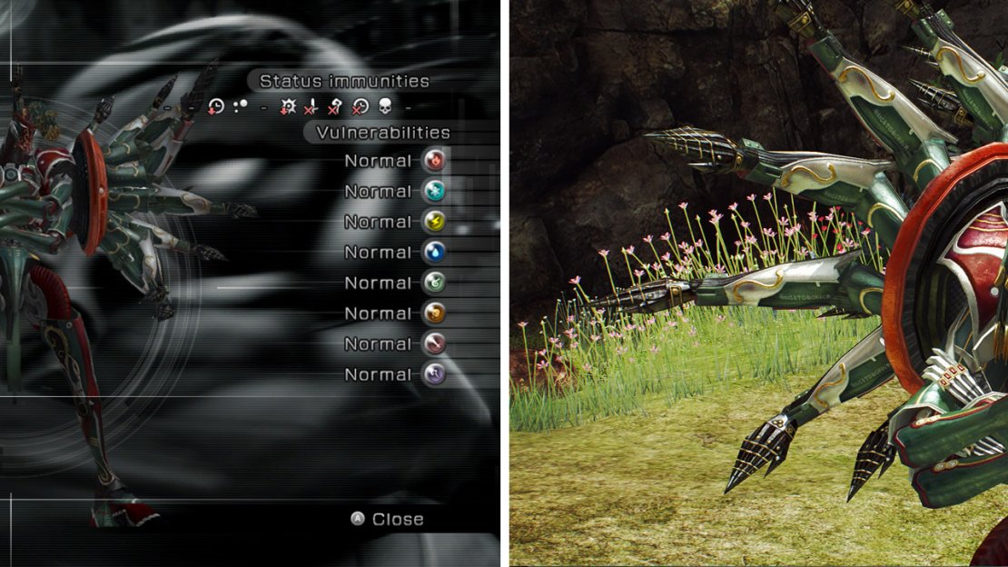 Hecatoncheir is the final Eidolon battle and is fought by Vanille and Fang in the Mah’habara Subterra’s Flower-filled Fissure as Vanille’s test of power.