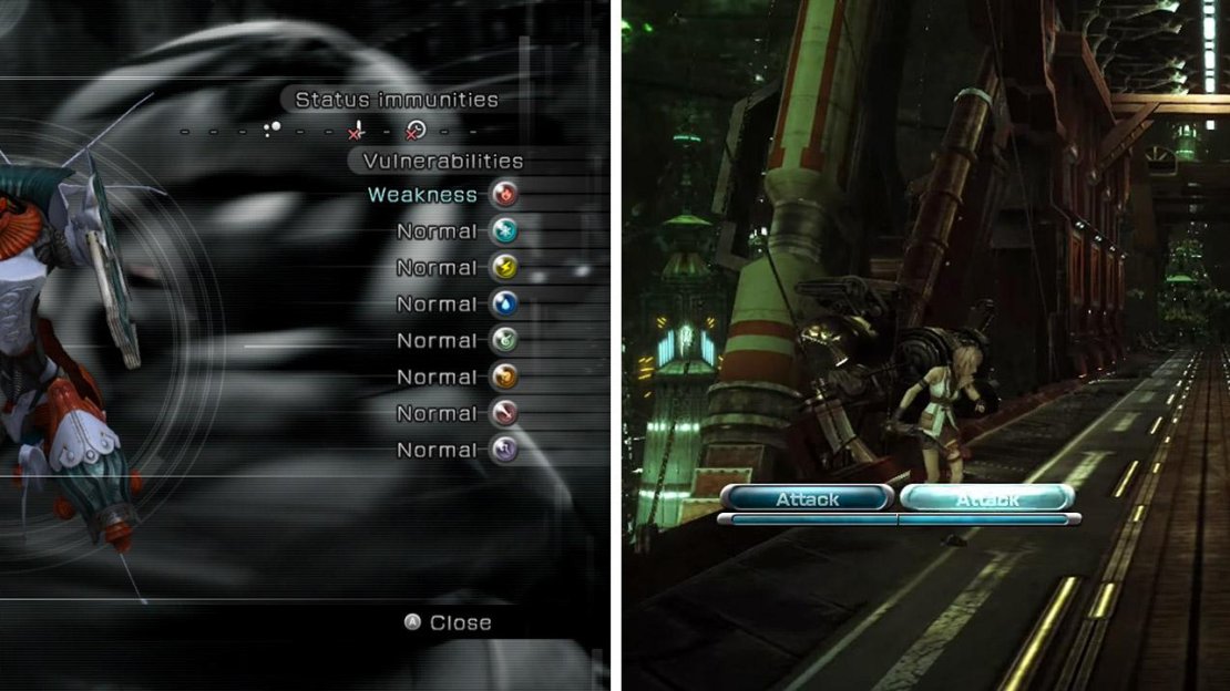 (Left) Myrmidon Enemy Intel. (Right) Staggering the enemy.