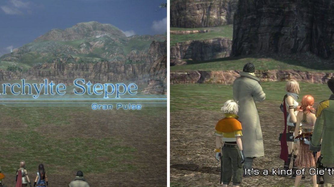 Welcome to the massive Archylte Steppe (left) where you will find your first Cie’th Stone (right).