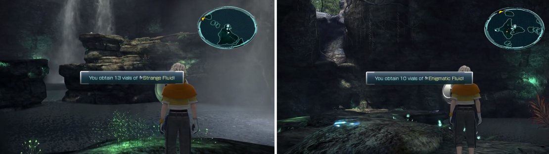 13x Strange Fluid (left) and 10x Enigmatic Fluid (right) locations.