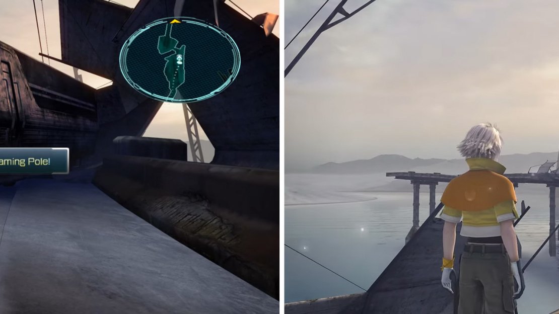 Taming Pole location (left) and the scenery around the Rust-eaten Bridge (right).