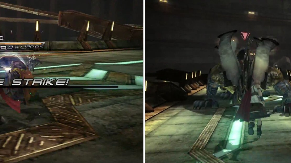 Aim for a preemptive strike (left) to make the three-way battles much easier. Further ahead, a Behemoth blocks your escape (right).