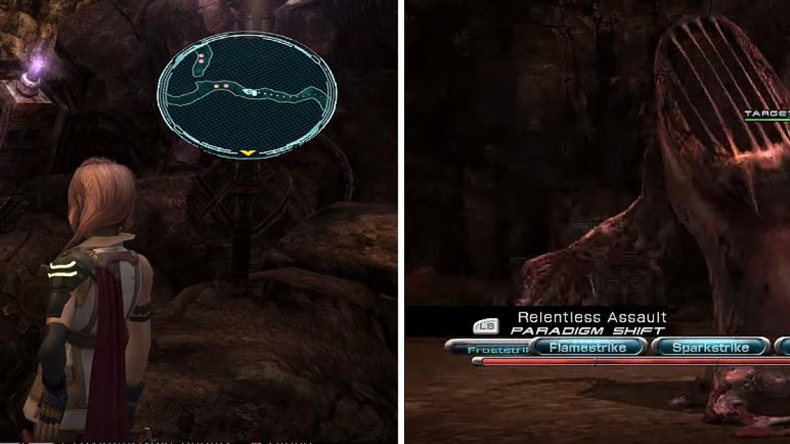 You can see the plethora of Yaksha and Yakshini enemies from above (left). Ferruginous Puddings are weak to Lightning and quite a bit stronger than the Rust Puddings (right).