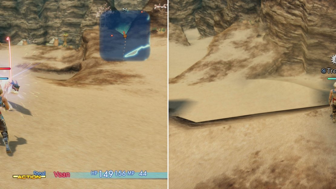 You can steal items from various monsters (left) but you can also find containers lying around (right).