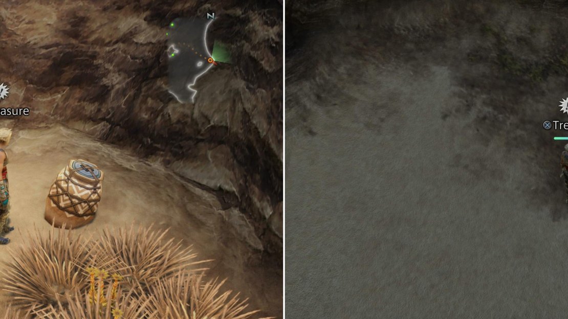 Visit the Outpost in the Estersand to obtain a Firefly (left) then stock up on Phoenix Downs from an urn in The Stepping (right).