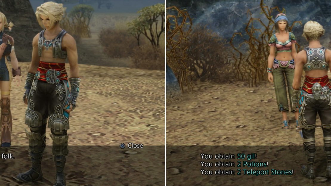 After charging the Sunstone, you’ll return to Jinn (left) then take him back to the Nomad Village where you’ll get a reward (right).