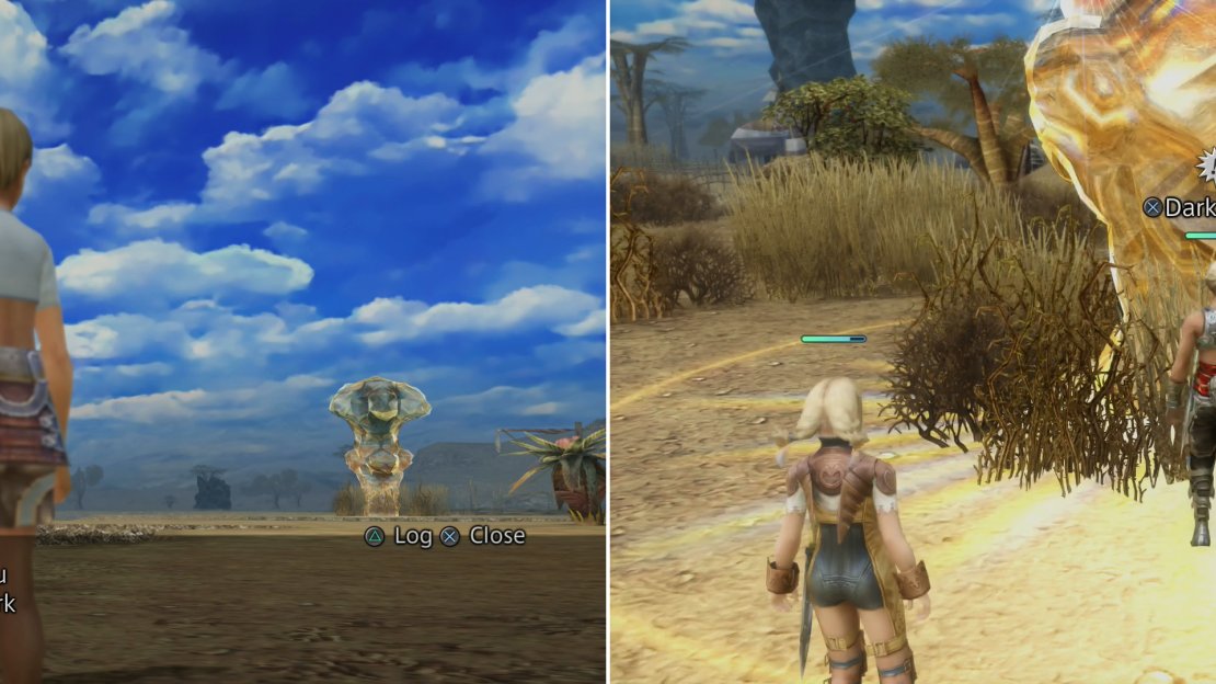 Find Jinn in the Crystal Glade area, where you’ll find Jinn (left). After he gives you a Shadestone and tells you want to do - find the dark crystals aound the Giza Plains and use them to create a Sunstone (right).