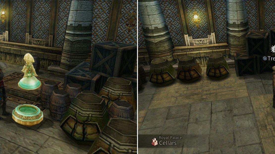 When you surface in the Royal Palace of Rabanastre, grab a map out of a decorative urn (left), but don’t neglect to other treasures in the palce (right)!