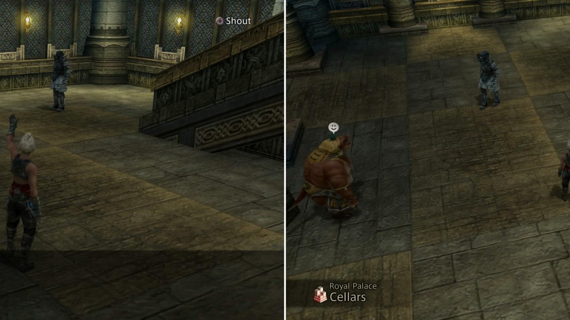 Lure the Imperial (left) then wait for him to move over to the Seeq and calmly walk around him (right).